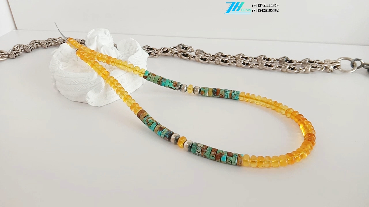 ਕੁਦਰਤੀ ਫਿਰੋਜ਼ੀ ਅਤੇ ਅੰਬਰ ਸ਼ੈੱਲ ਗ੍ਰੈਜੂਏਟਿਡ ਪਰਫੈਕਟ ਰਾਊਂਡਲ 9