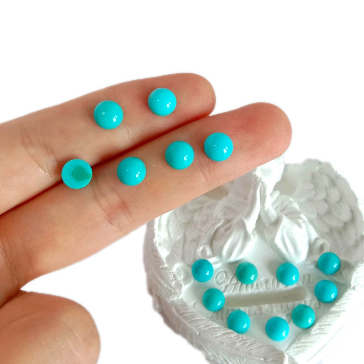 Jumlar Halitta Turquoise Oval Cabochon Ingancin Calibrated Sako da Turquoise Gemstone na Hannu 15