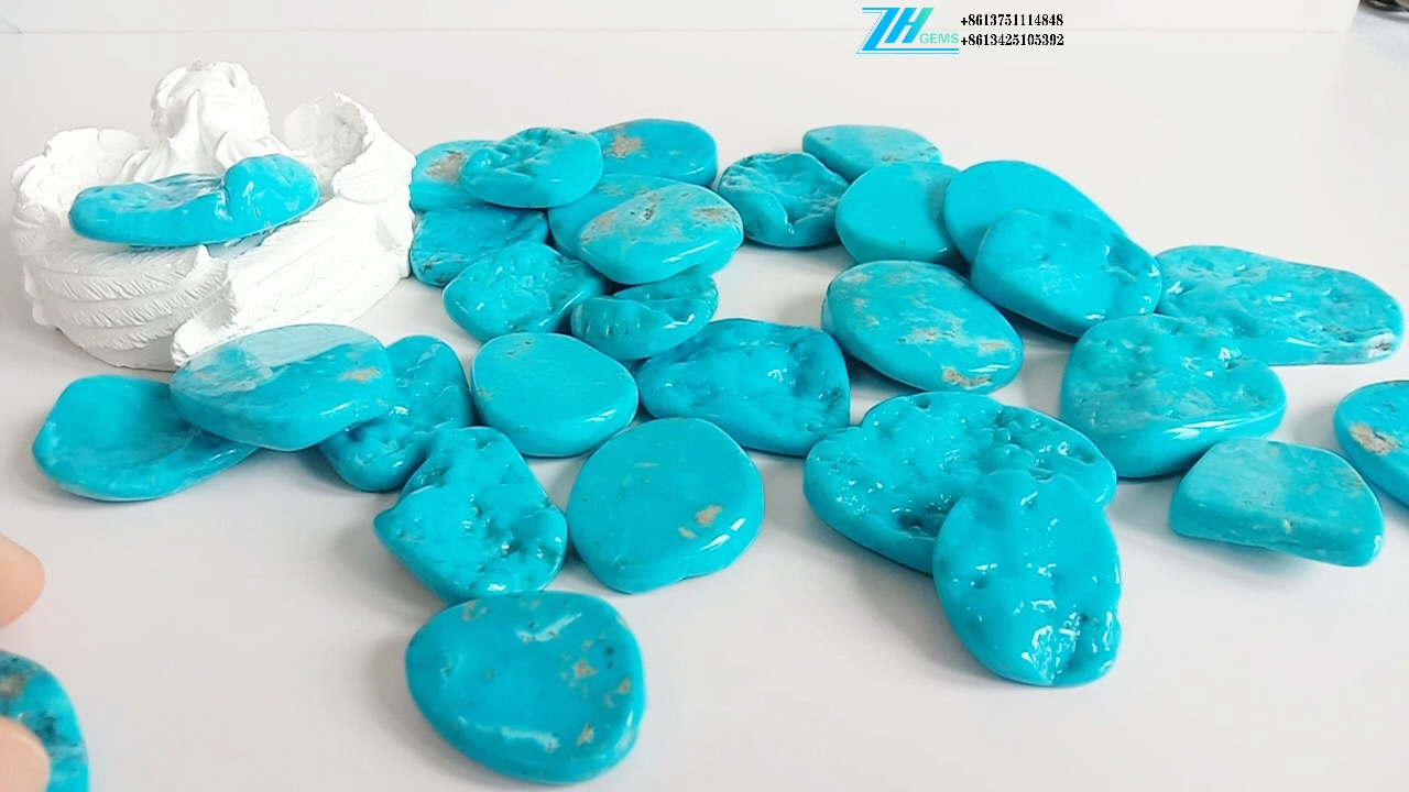 Sura ya asili ya mchanganyiko wa bluu ya turquoise cabochon 9