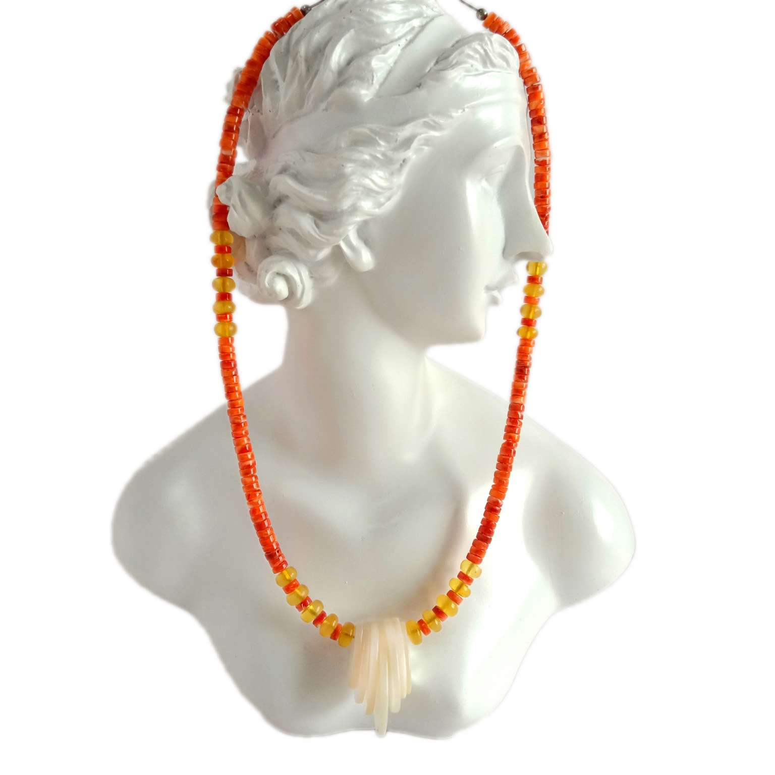 천연 가시 및 대걸레 앰버 그라데이션 비드 16인치 스트랜드 14