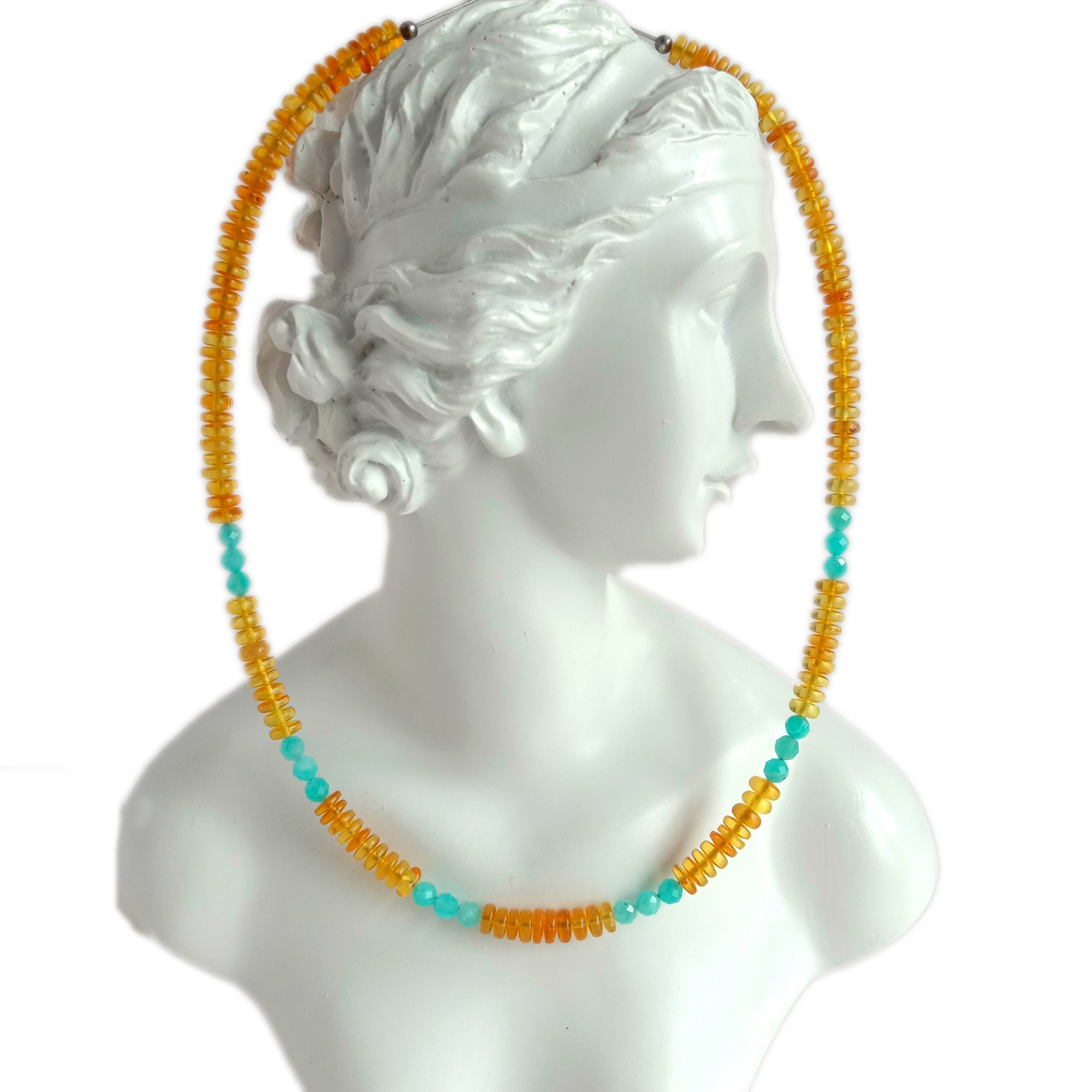 Jantar i amazonit OGRLICA Wish Necklace Ručno izrađen nakit po narudžbi 14