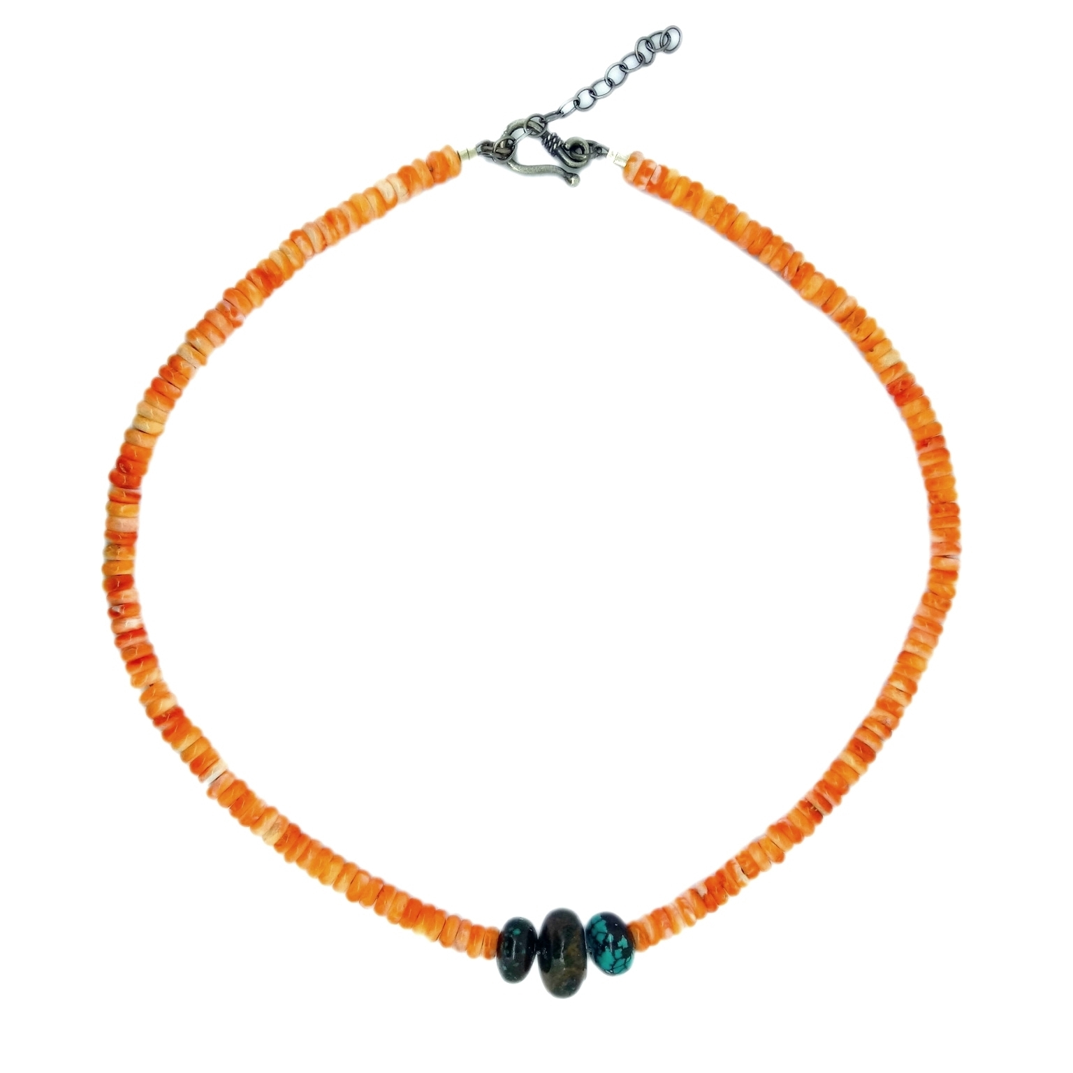 Natural Turquoise and spiny necklace Boho Handmade necklace Bead jewelry 1