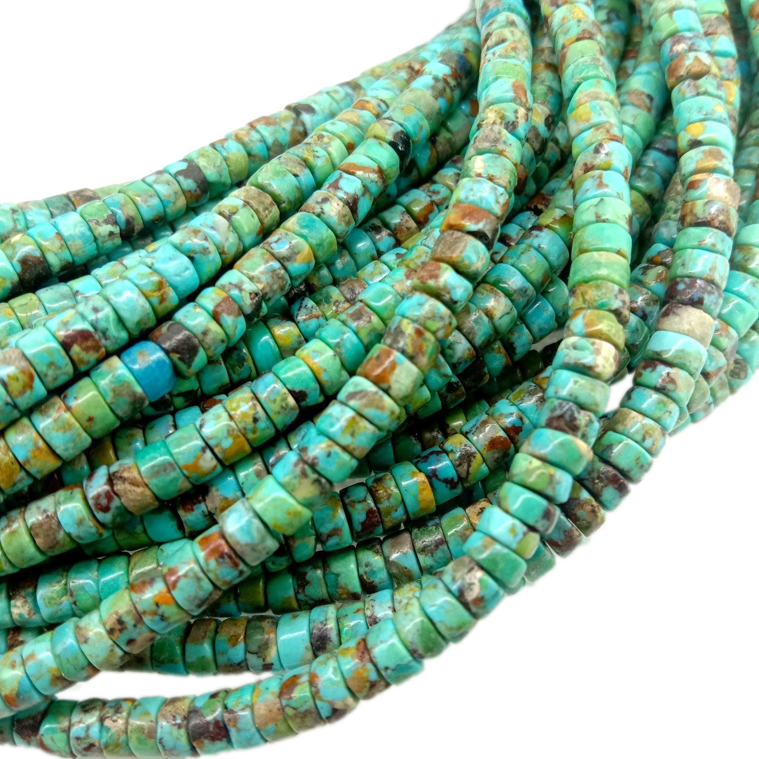 Turquoise heishi 4mm Kalung Dijieun di AS Turquoise Beads 18