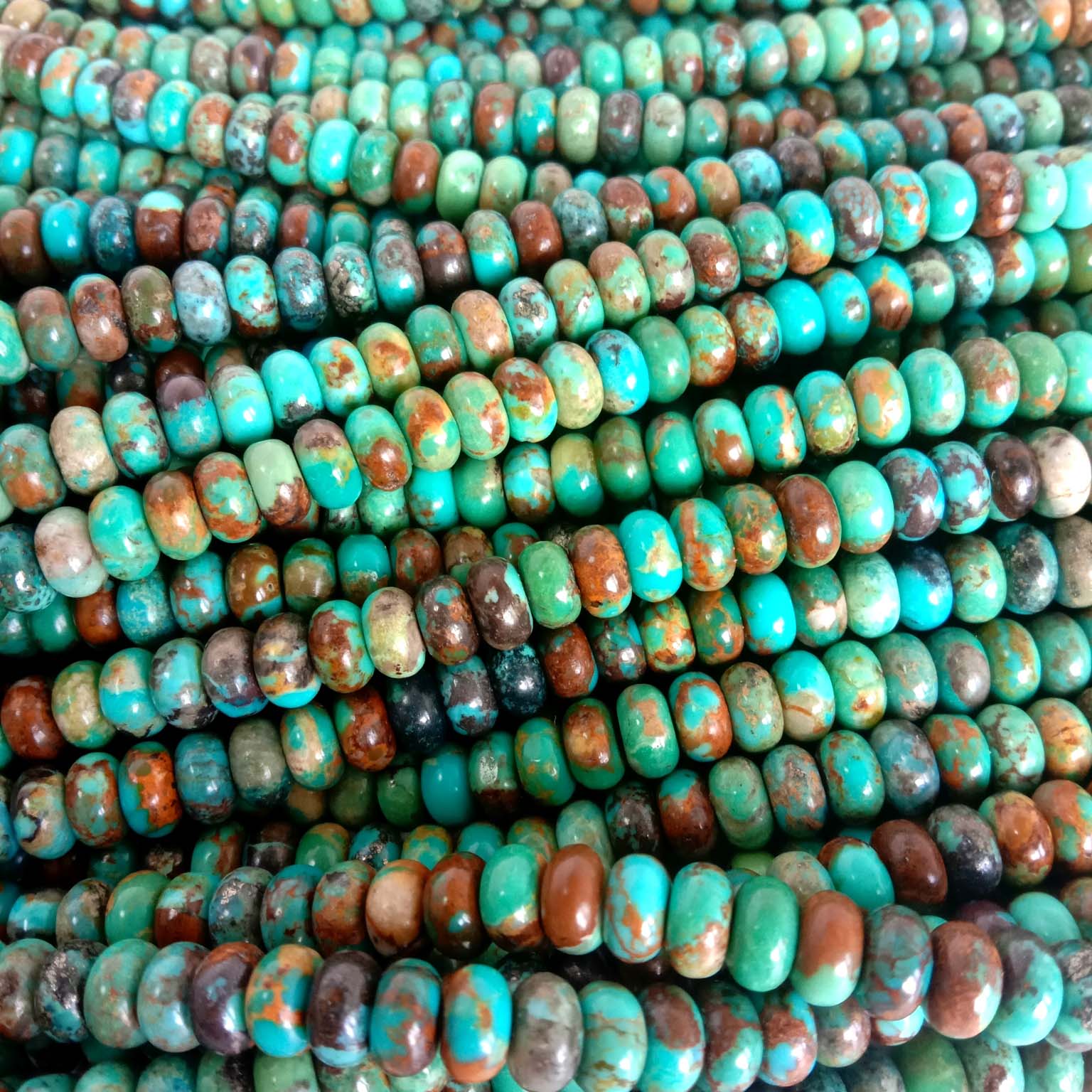Natural  Turquoise Beads Rondelle 16inch Necklace Jewelry Making Design 17