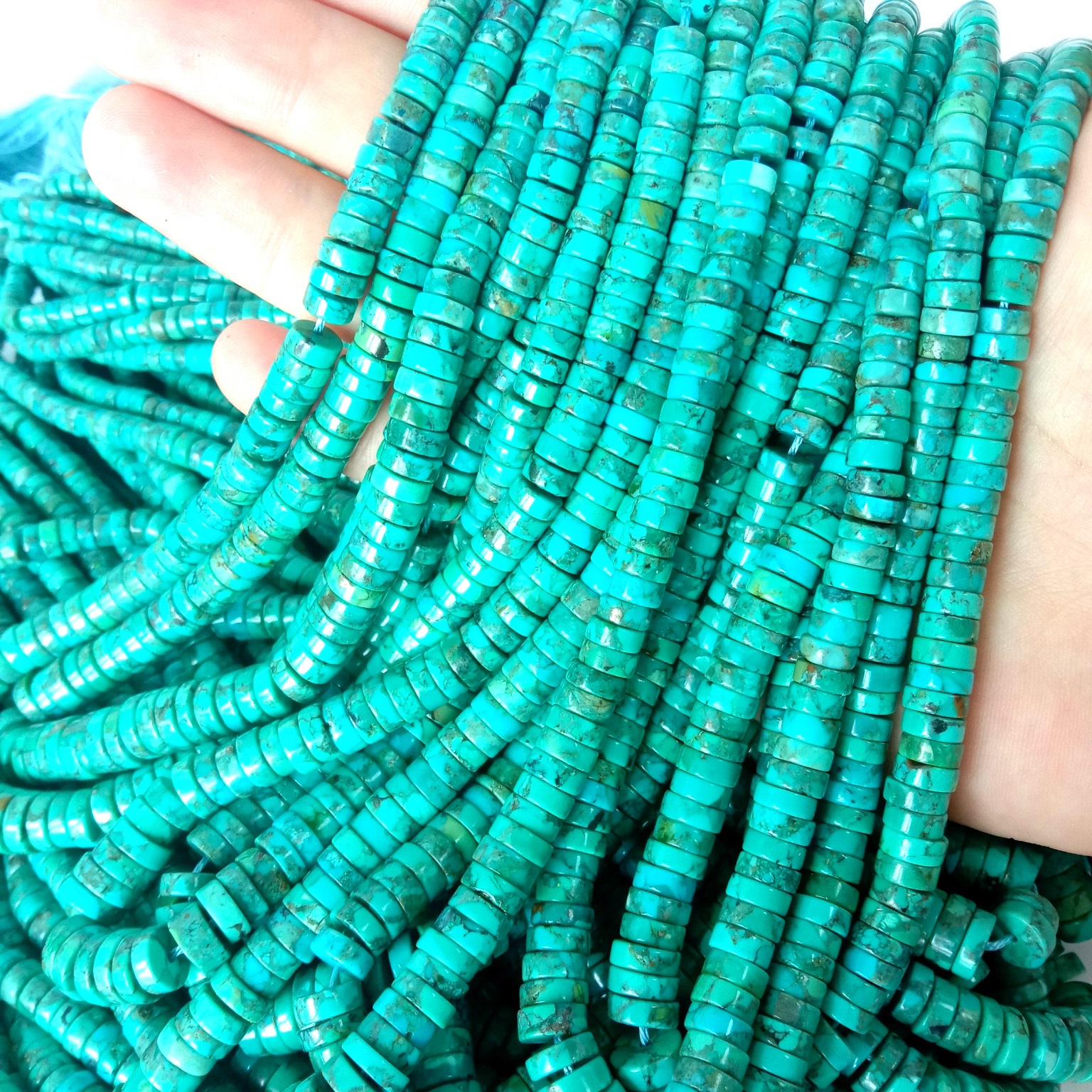 Collier de perles heishi turquoise Tour de cou Bijoux Turquoise Rondelles bleu 16 pouces 18