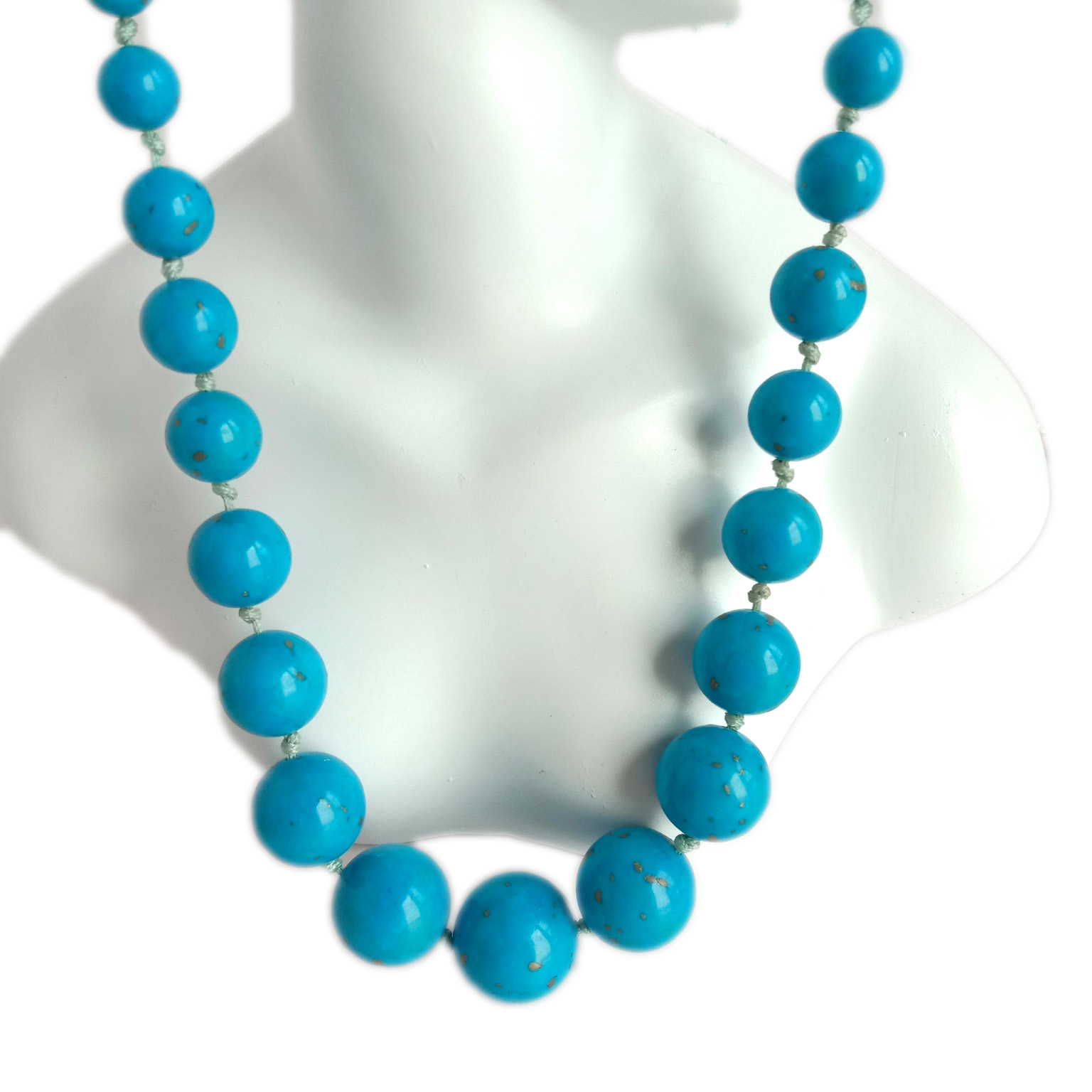 טערקווויז ראָונד קרעלן גראַדואַטעד מאָדערניסט 3-8 מם טערקווויז קרעלן האַלדזבאַנד 18