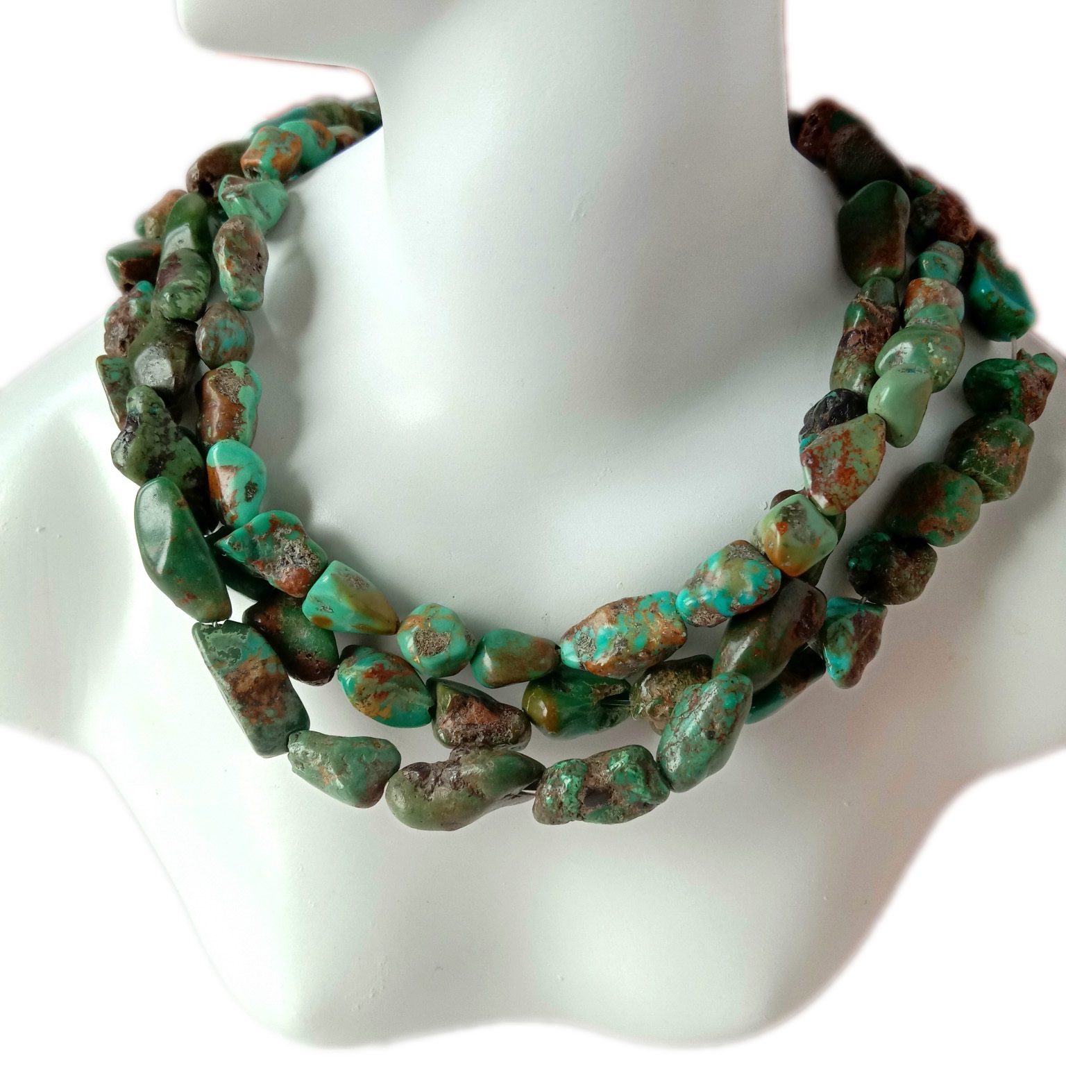 Přírodní tyrkysové korálky velikosti 5-8mm Zelenomodrý 16palcový pramen 18