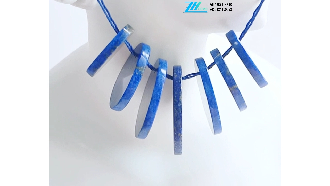 പ്രകൃതി രത്ന മാല നീല പിയർ ലാപിസ് ലാസുലി അപൂർവ്വമായി രത്നങ്ങൾ 8