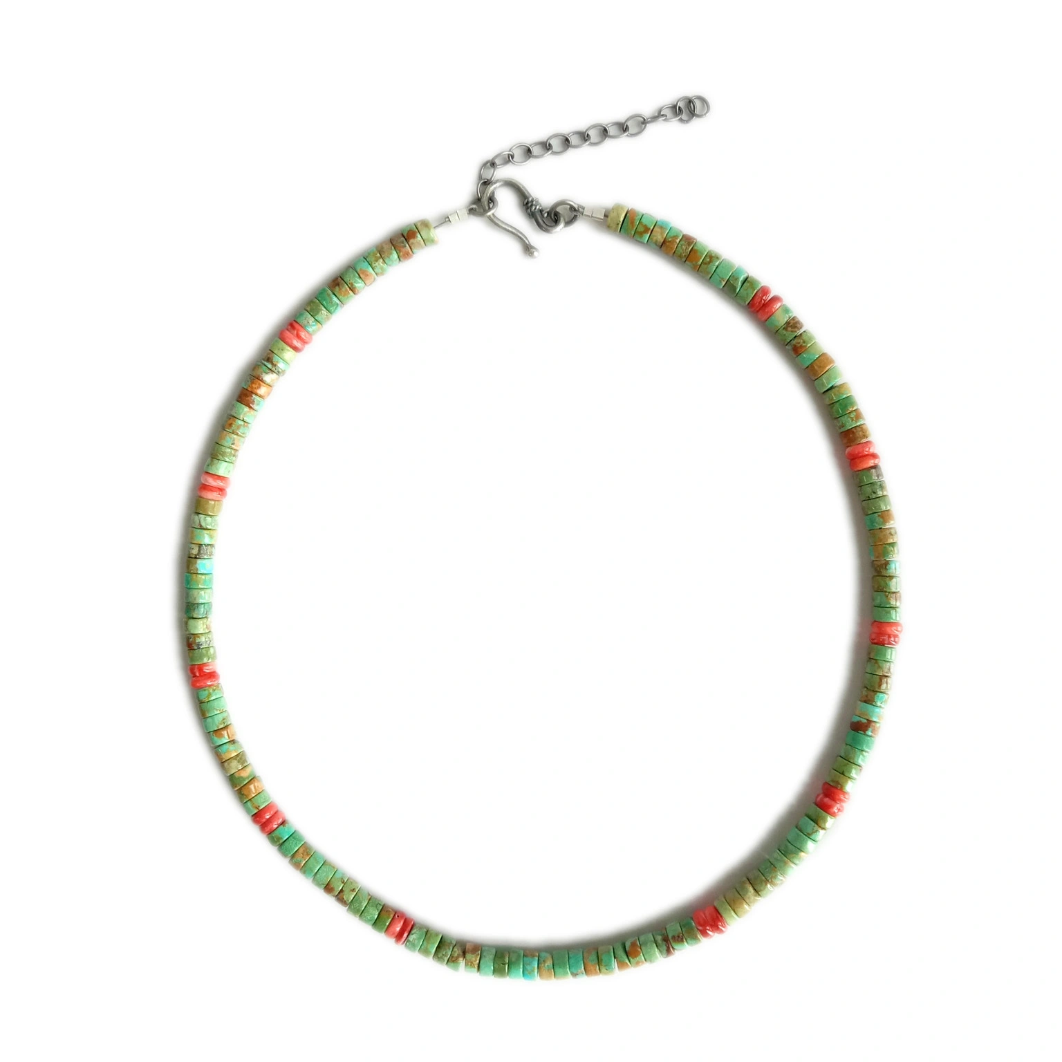 Turquoise និងជាមួយពណ៌ក្រហម និងពណ៌ទឹកក្រូច Spiny Oyster Shell Statement Necklace 925 Sterling Silver 1