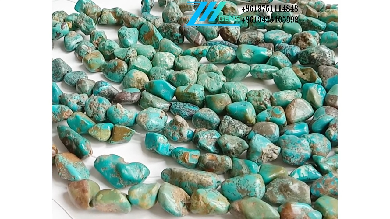 இயற்கையாகவே டர்க்கைஸ் nugets ஒழுங்கற்ற மணிகள் நீல ரத்தினம் 12