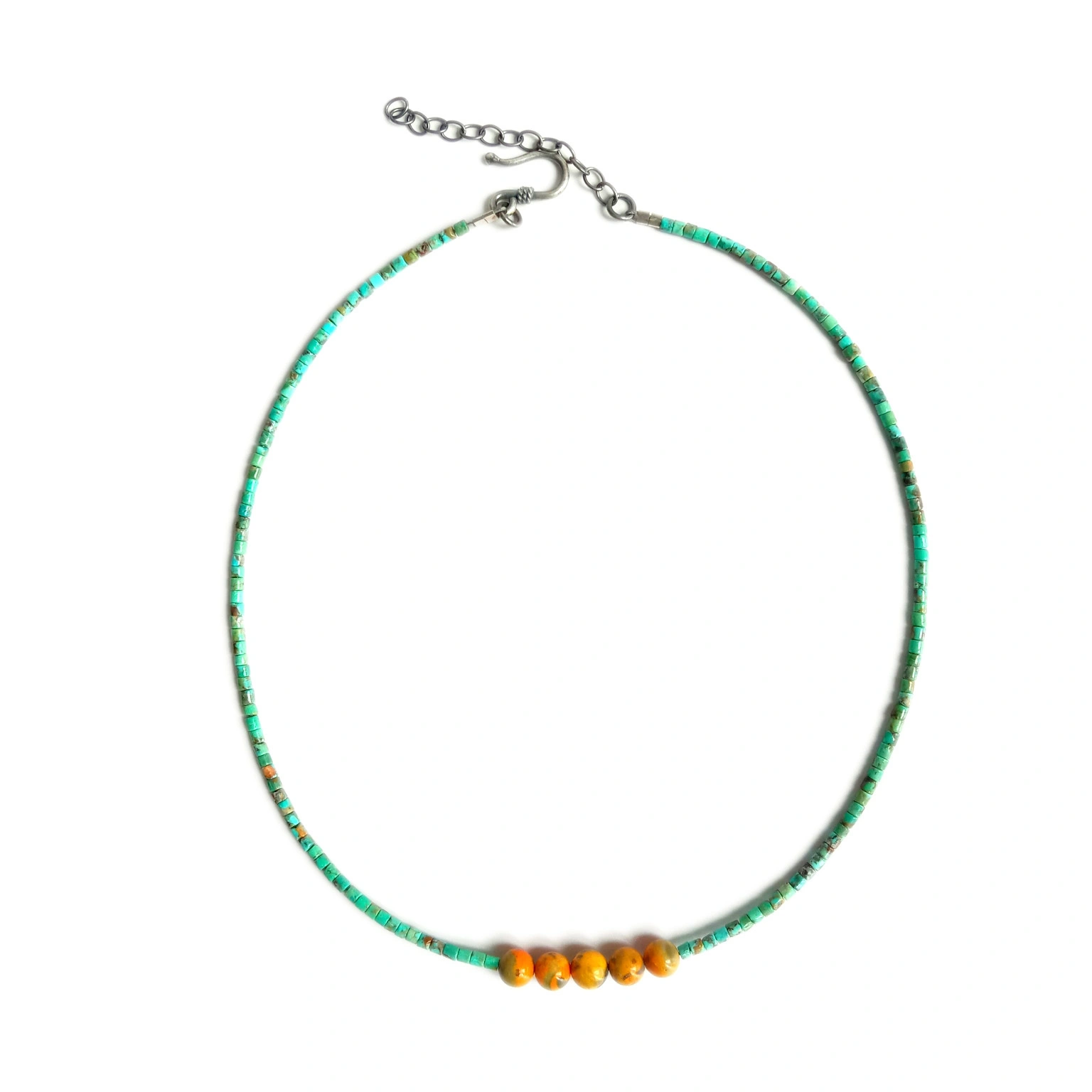 Bumblebee Turquoise Natural Gemstone round shape turquoise Necklace 925 Sterling Silver 1