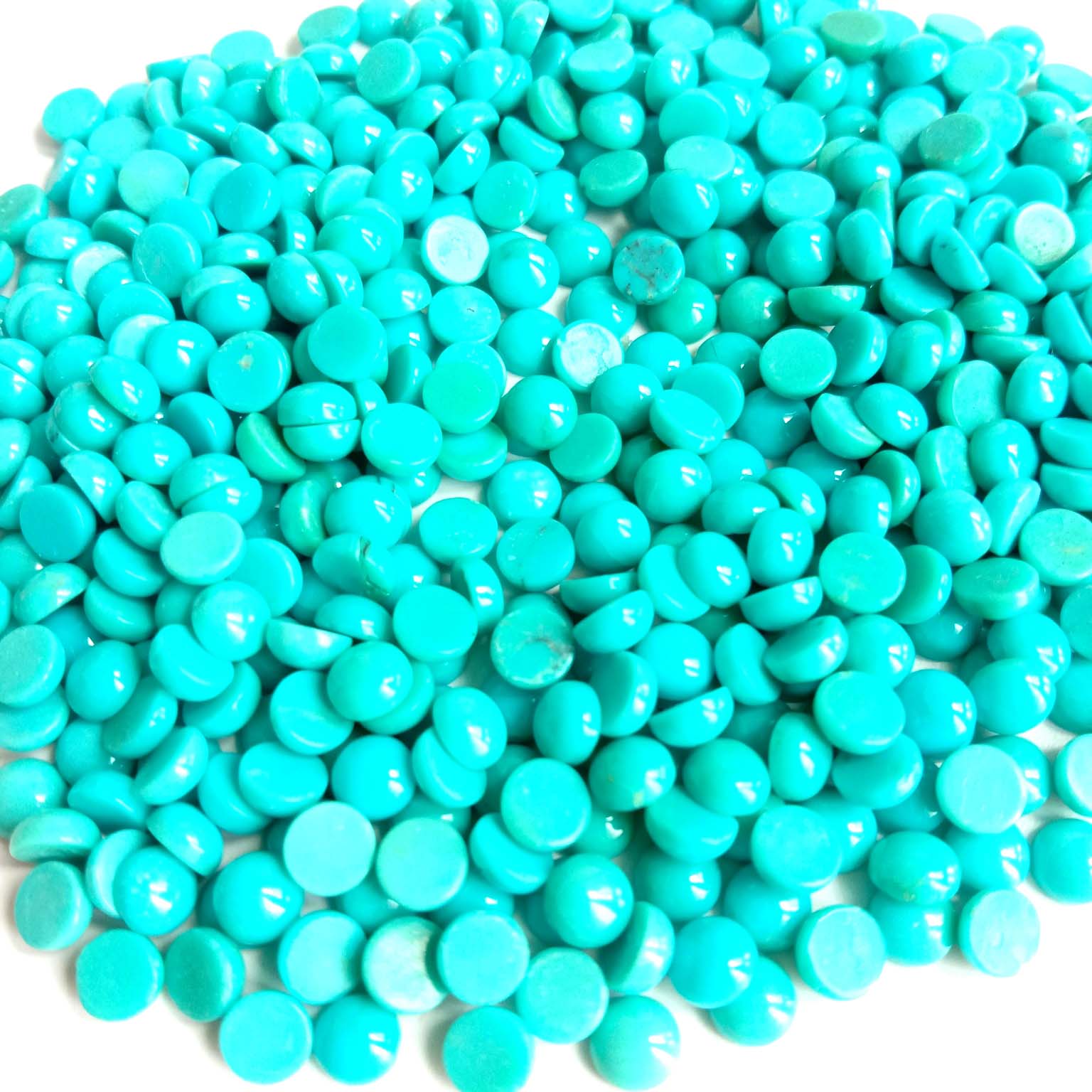 ត្បូងទទឹមធម្មជាតិ Cabochon 8mm ពណ៌ខៀវ Loose Gemstones គ្រឿងអលង្ការរាងពងក្រពើ Turquoise 15