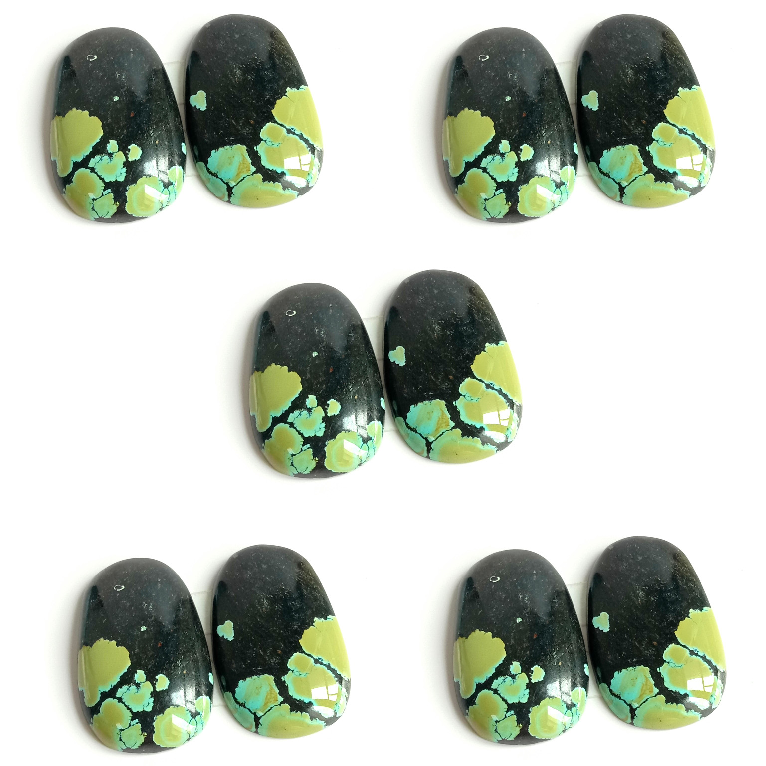 قدرتي فيروزي ڪيبوچون 10-30mm نيري قيمتي زيور فيروزي اوول 15