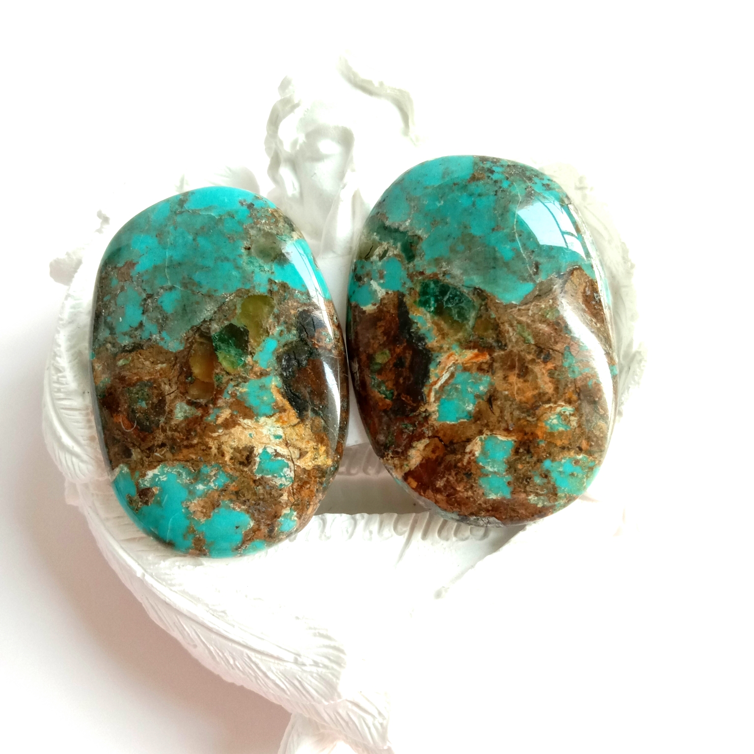 Natirèl turkwaz pyè presye oval ki lach 10-30mm pyè presye turkwaz kabochon 15