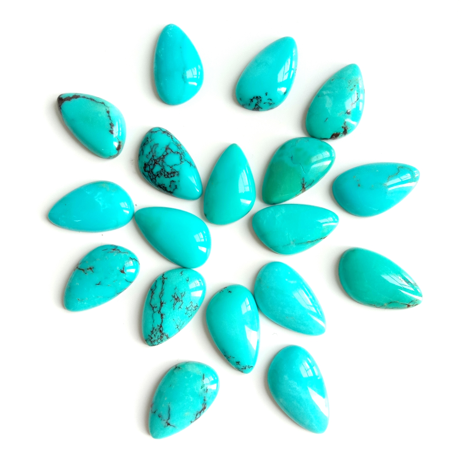 Tirkizni kabošon, drago kamenje, slobodno drago kamenje 10x20 mm, prirodni tirkizni kabošon 15