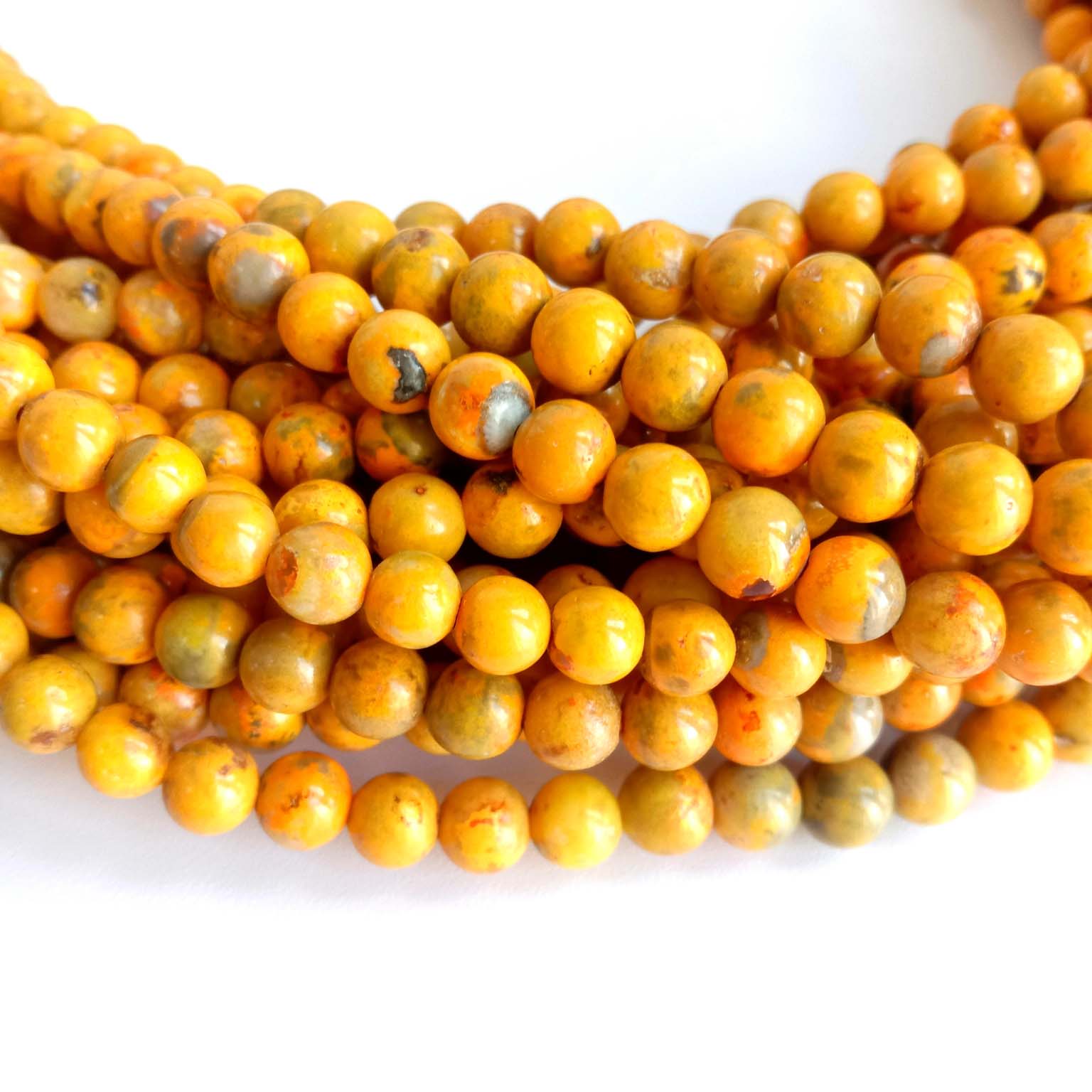 Gemstone Beads yellow bumblebee size6-8mm Natural gemstone bumblebee 14