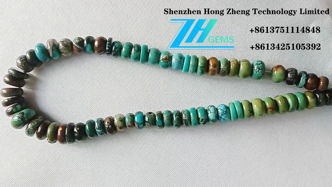 Kingman Turquoise Rounds Arizona turquoise bead strand 12