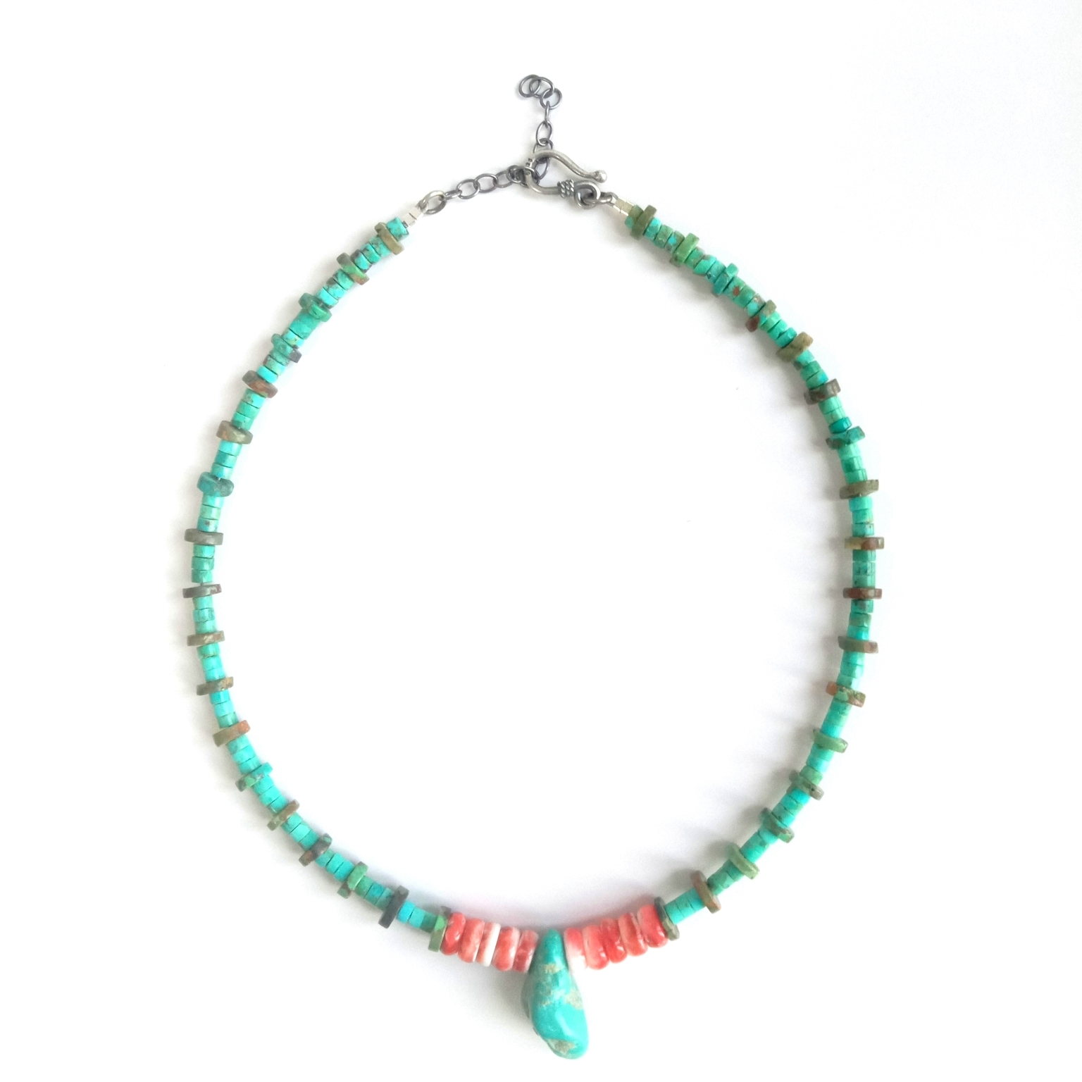 Natural Turquoise and spiny oyster 925 Sterling Silver 1