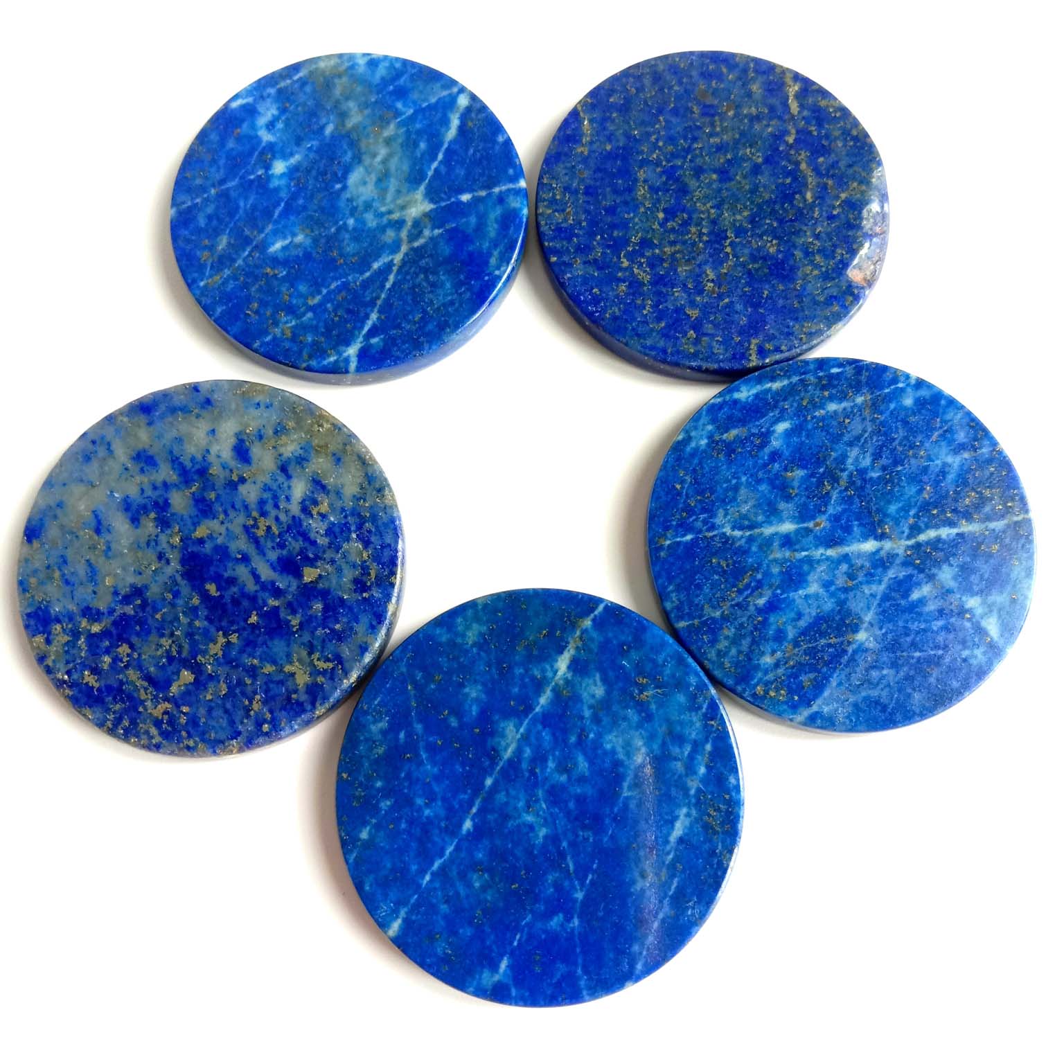 Pedra preciosa Cabochão lápis-lazúli tamanho da moeda 15mm lápis-lazúli azul 14