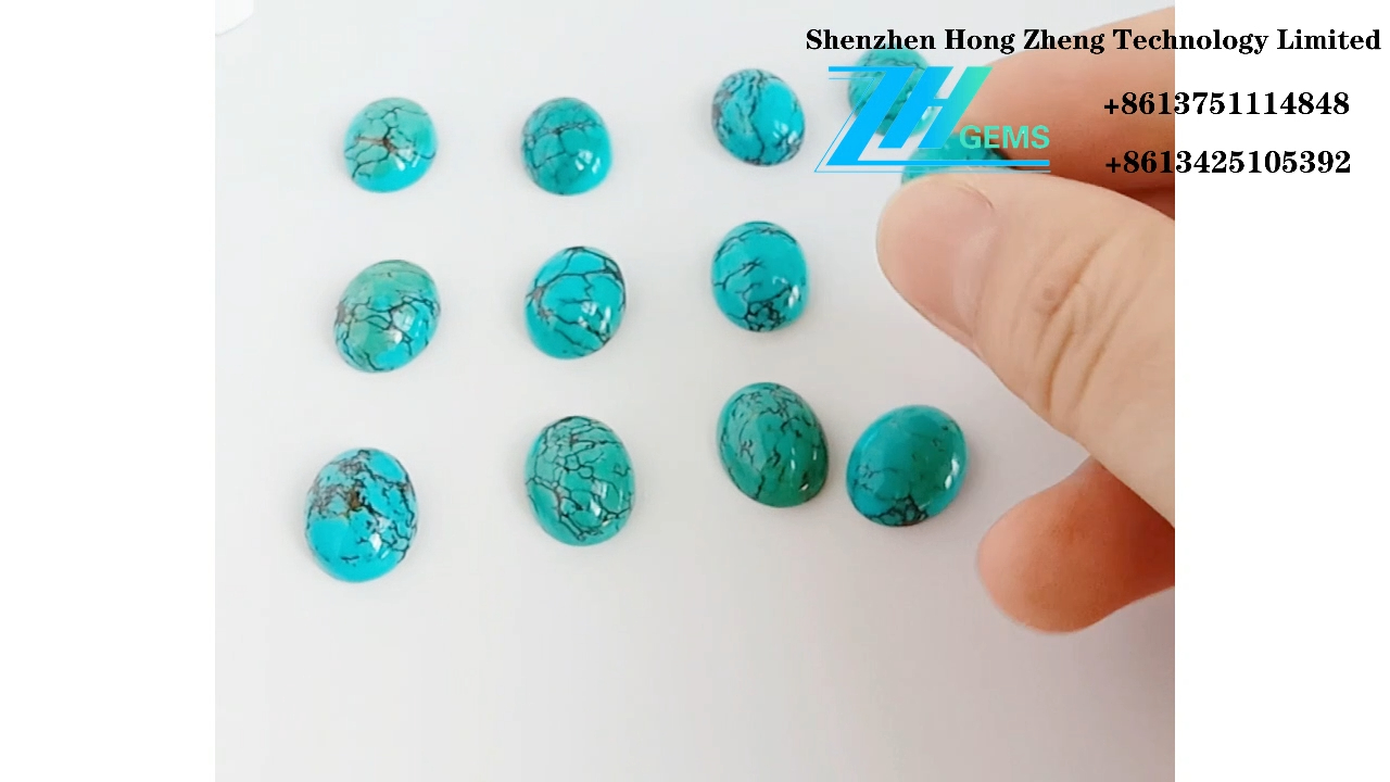 Natural Turquoise Cabochon Gemstone oval blue Turquoise 9