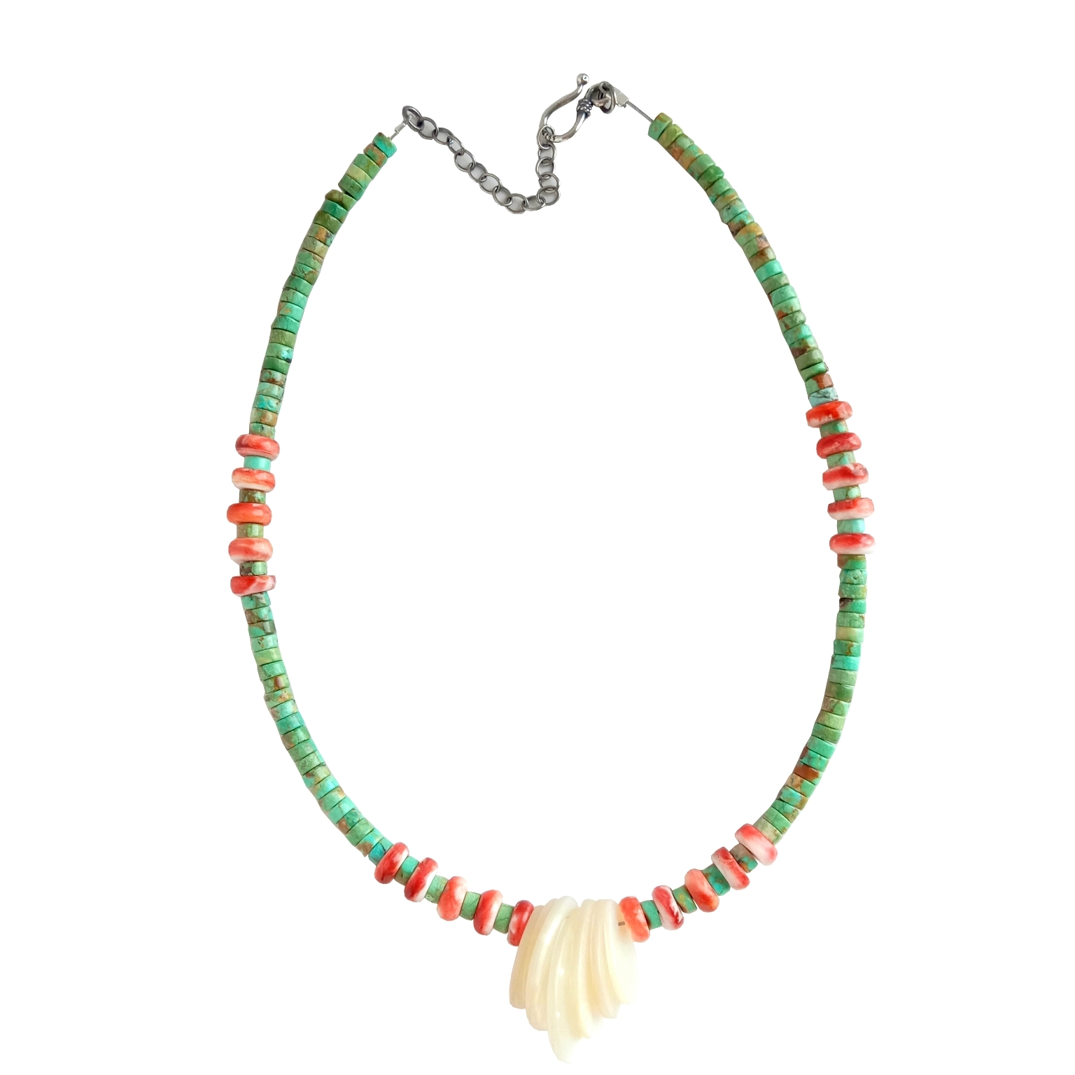 925 Sterling Silver ធម្មជាតិ Turquoise spiny Oyster និង MOP ធ្វើគ្រឿងអលង្ការ 1