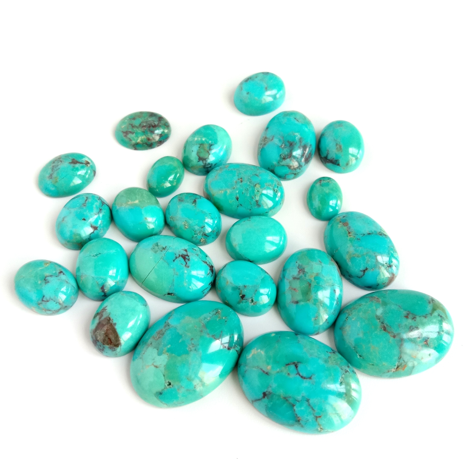 Cywasgedig Turquoise Cabochon glas Gemstone hirgrwn naturiol Gemstone Cywasgedig Turquoise 15