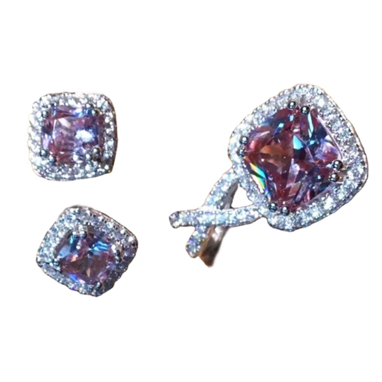 Ametist og Diamond Halo hengiskraut 4