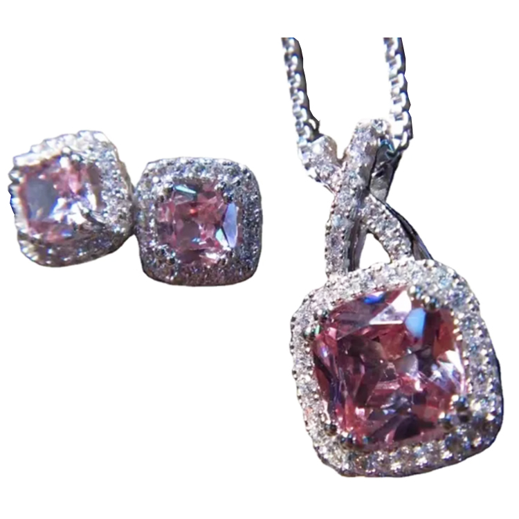 Ametist og Diamond Halo hengiskraut 3