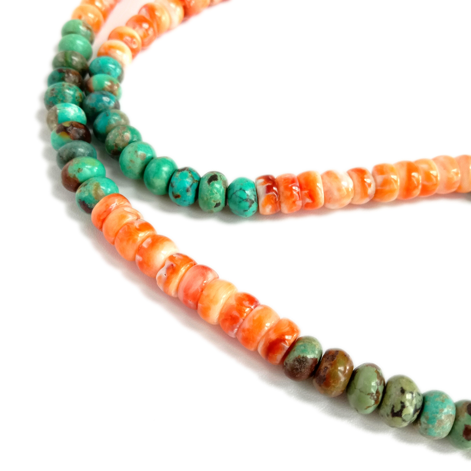 இயற்கையான டர்க்கைஸ் மற்றும் ஸ்பைனி சிப்பி கையால் செய்யப்பட்ட நகைகள் உண்மையான ரத்தின நெக்லஸ் 15