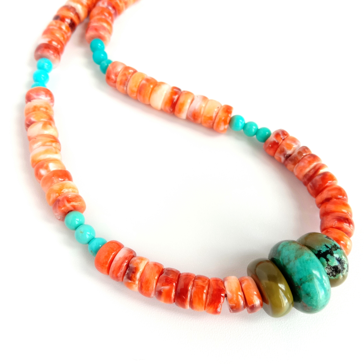 Natural Turquoise and spiny oyster handmade gemstone Turquoise Jewelry 15