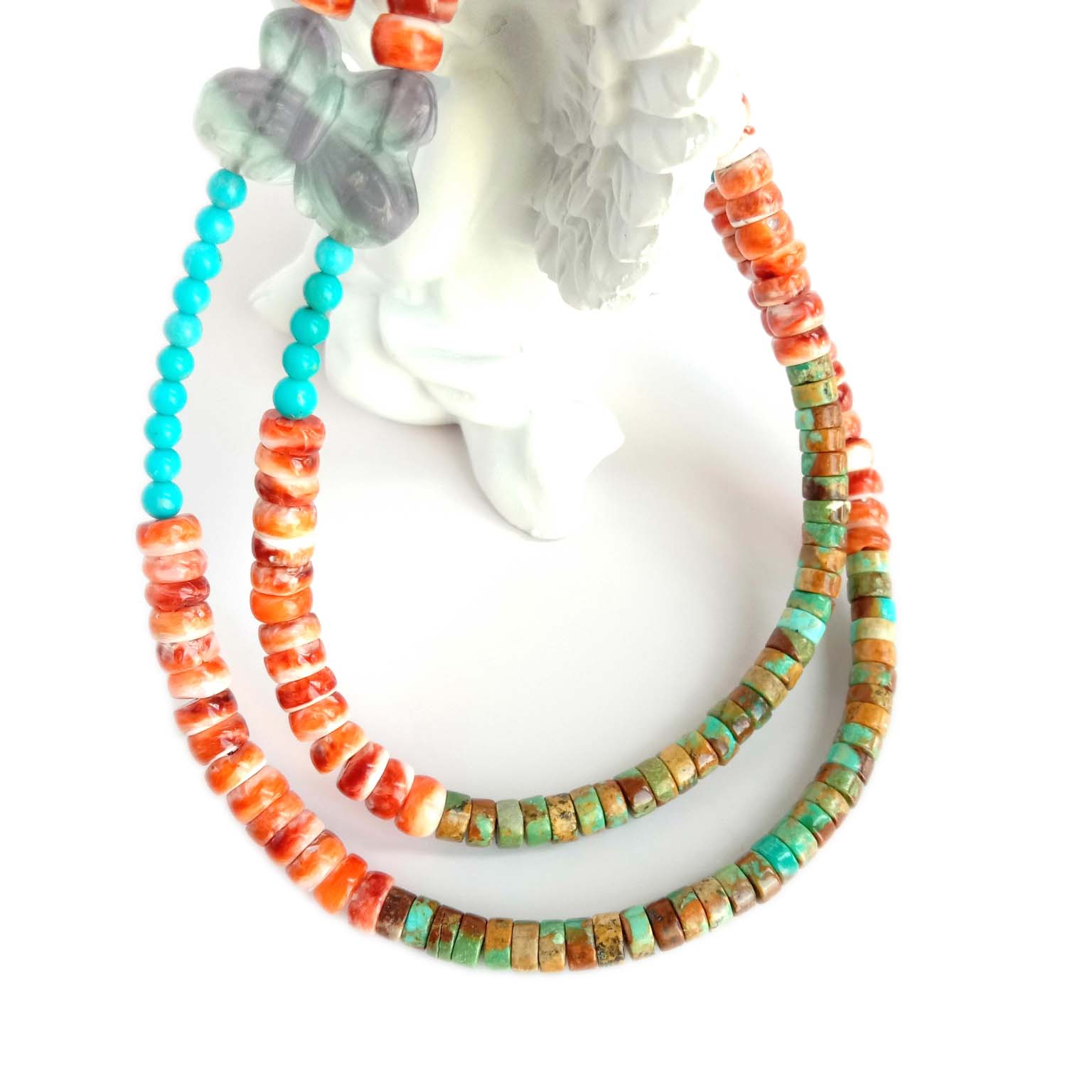 Spiny Oyster Natural Gemstone shanga Turquoise na Spiny Oyster vito vya kujitia vilivyotengenezwa kwa mikono Mkufu wa Vito 15