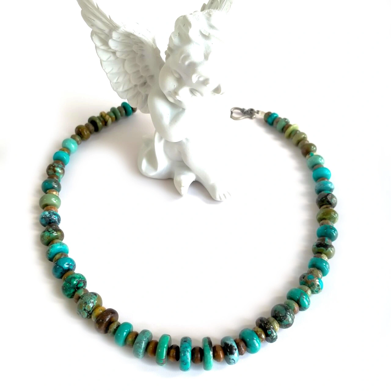 ខ្សែក 925 Sterling Silver Turquoise ពិតប្រាកដ 1
