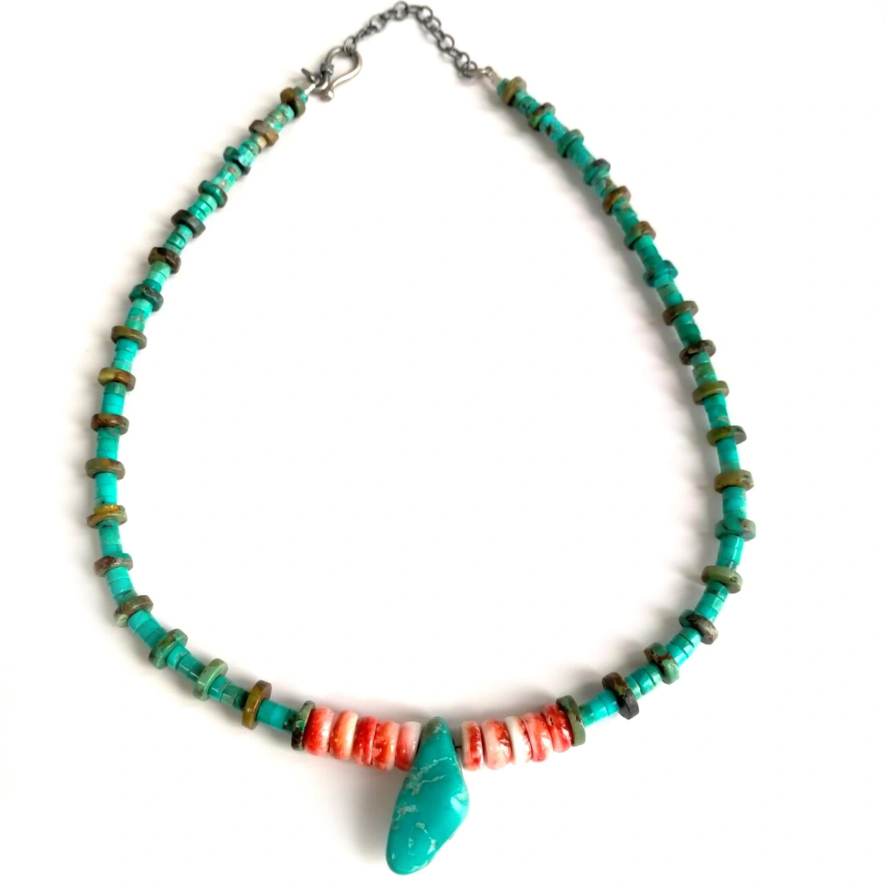 ខ្សែក Spiny Oyster Shell ជាមួយ Turquoise Heishi 1