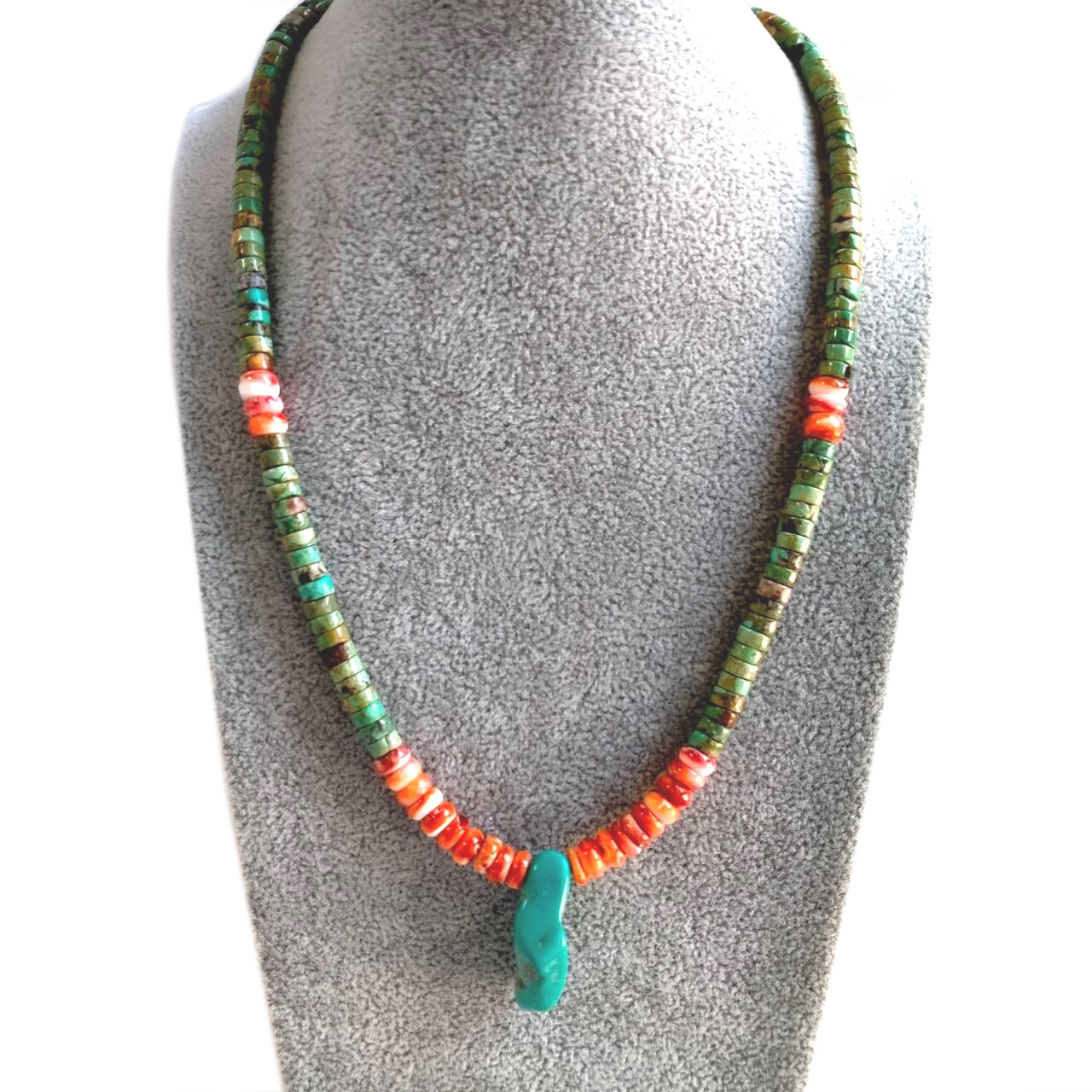 Spiny Oyster with Turquoise Necklace Artisan Gemstone Necklace 15