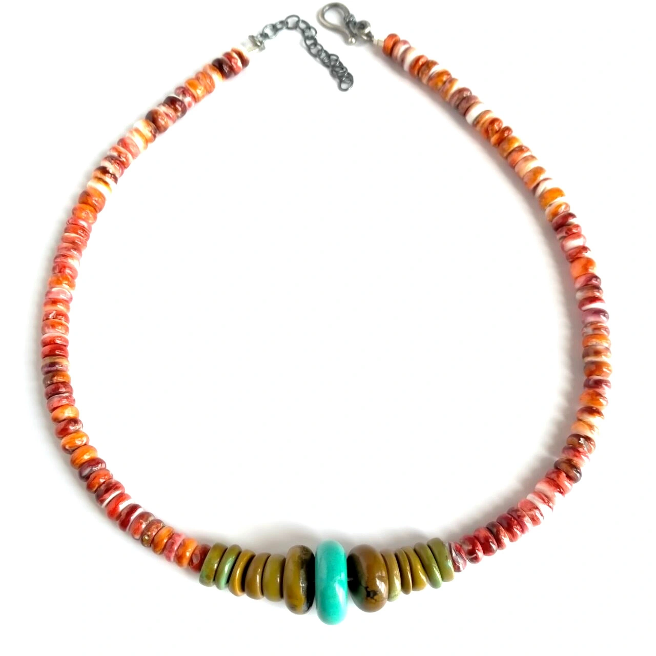 AAA Natural Turquoise and Spiny Oyster Choker Necklace 1