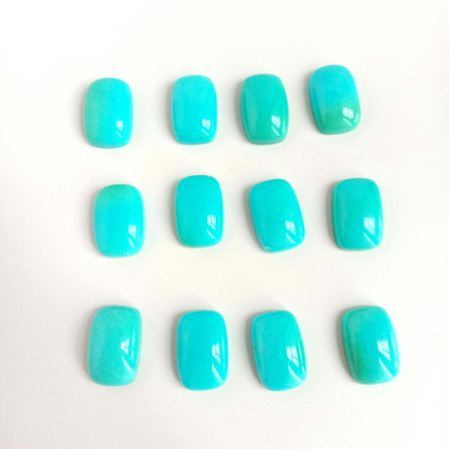 Pedres precioses naturals ovalades turquesa Mida 12X8mm Cabochon blau per fer joies 14