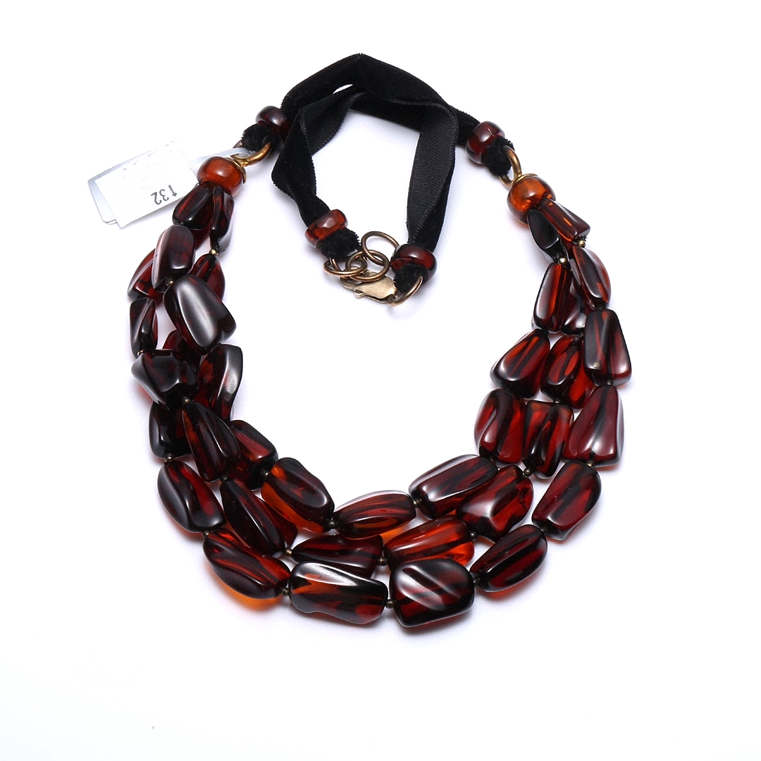 د قیمتي ډبرو هار د امبر هار اندازه 8mm سور رنګ امبر ګاڼې 14