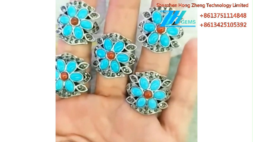 Mpho ea sejoale-joale e putsoa ea Turquoise e etselitsoeng sebopeho sa lipalesa 9