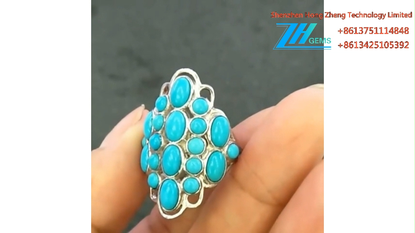 കല്ല് നീല രത്നക്കല്ല് മോതിരം സമുദ്രത്തോടുകൂടിയ ടർക്കോയ്സ് ലളിതമായ മോതിരം 9