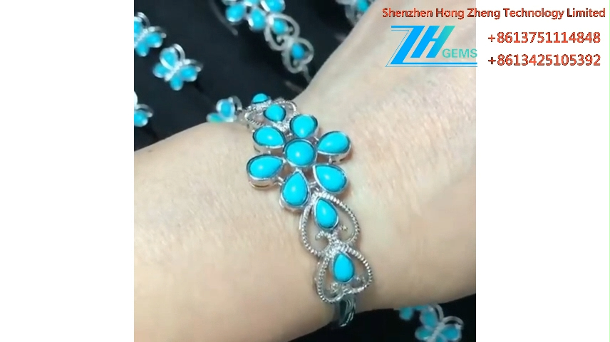 Seodra Gorm Nádúrtha Turquoise Cufa Bracelet Gemstone 9