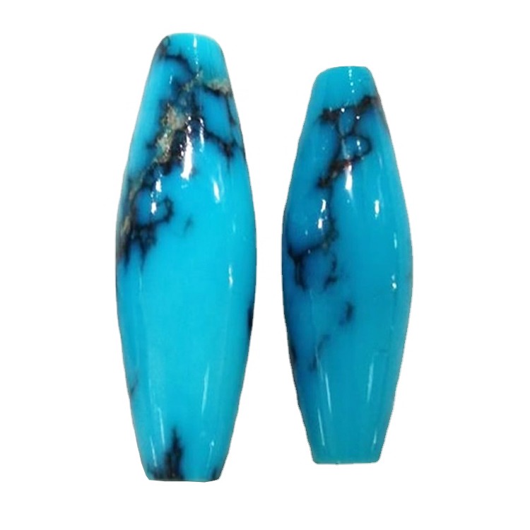 កំពូលគុណភាពខ្ពស់ ធម្មជាតិ អារីហ្សូណា Turquoise Smooth Drum Shape Beads តម្លៃលក់ដុំ 18