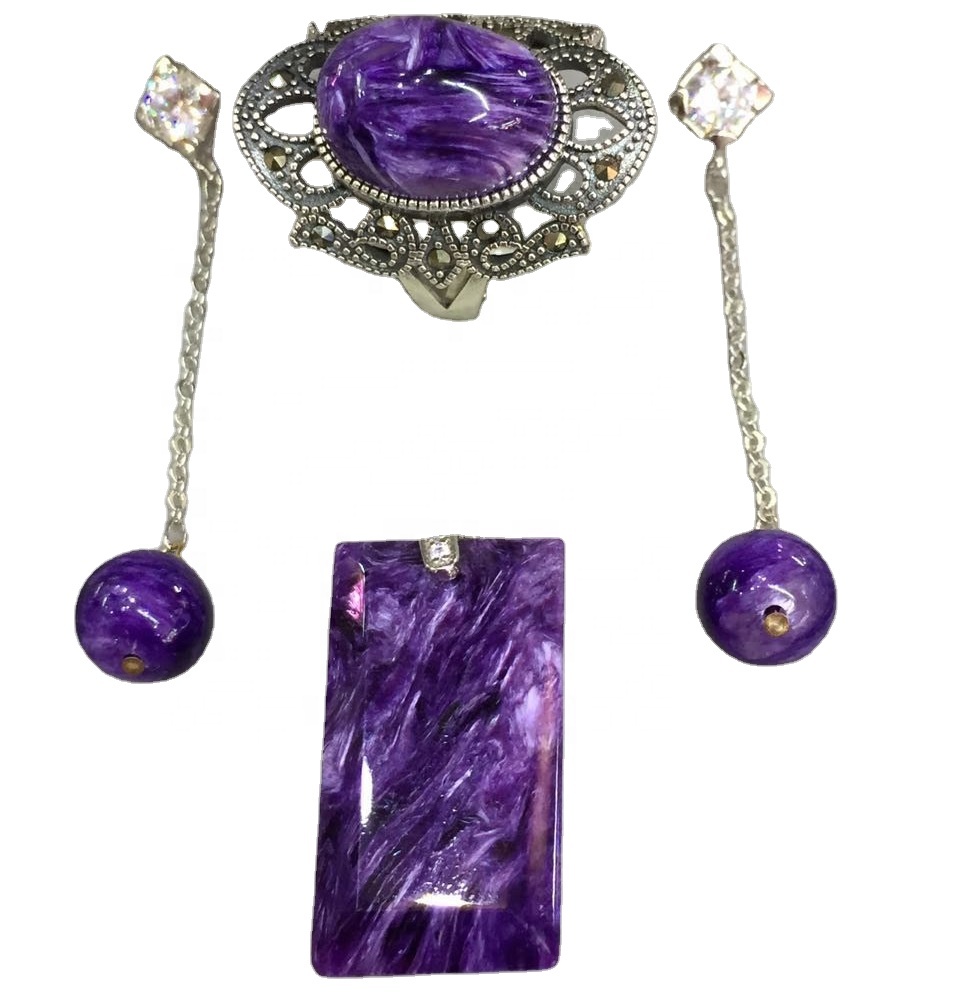 Collana in argento sterling 925 Charoite ametista viola 1