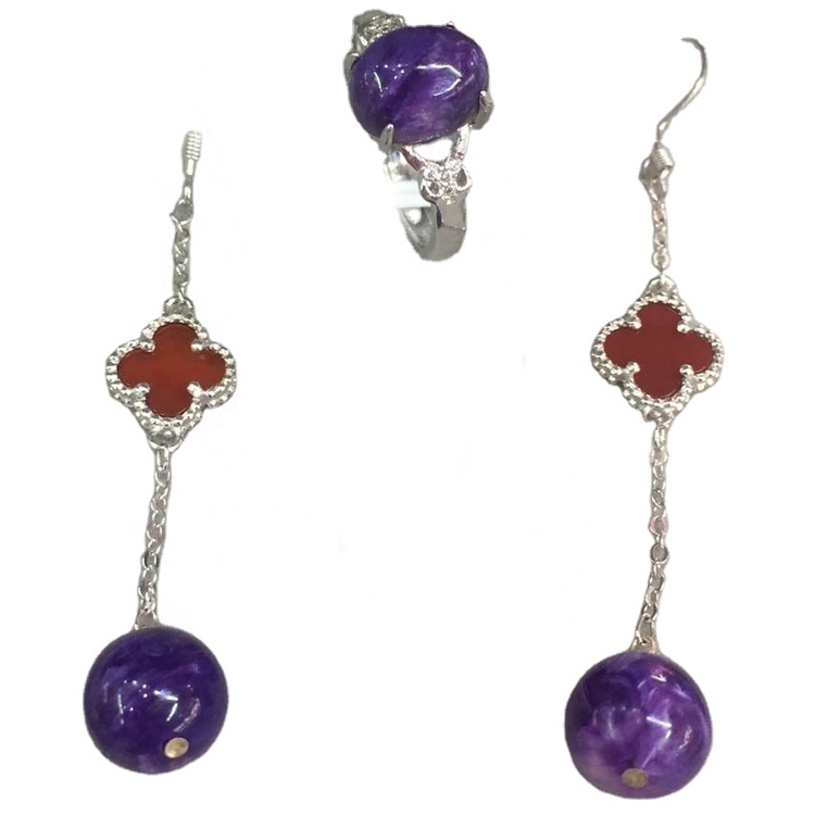 Collana in argento sterling 925 Charoite ametista viola 2