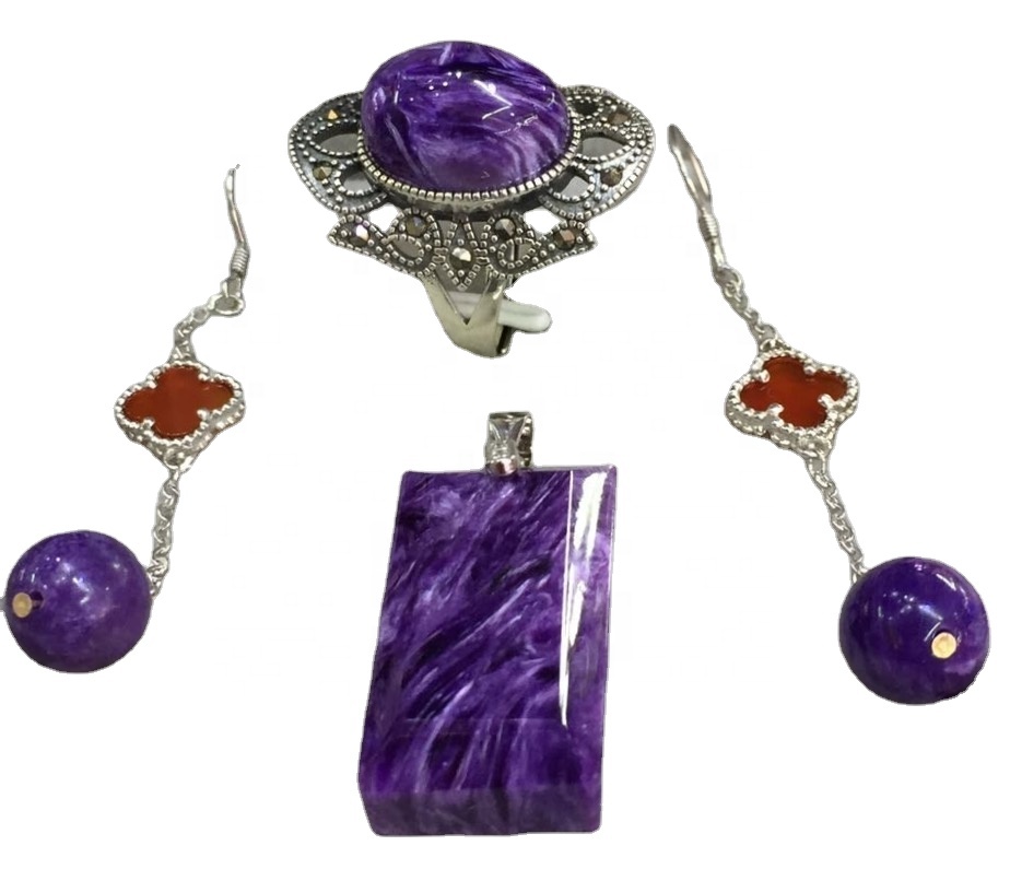 Collana in argento sterling 925 Charoite ametista viola 3