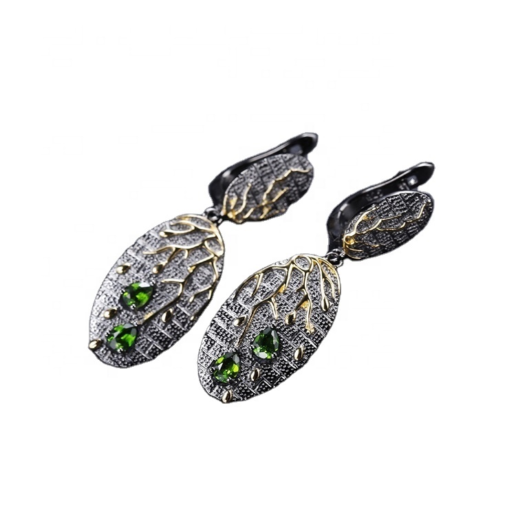 Dernye seri bijou 925 Sterling Silver Nwa Plating Natirèl Amethyst zanno gout fanm yo 2