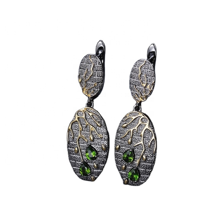 Dernye seri bijou 925 Sterling Silver Nwa Plating Natirèl Amethyst zanno gout fanm yo 3