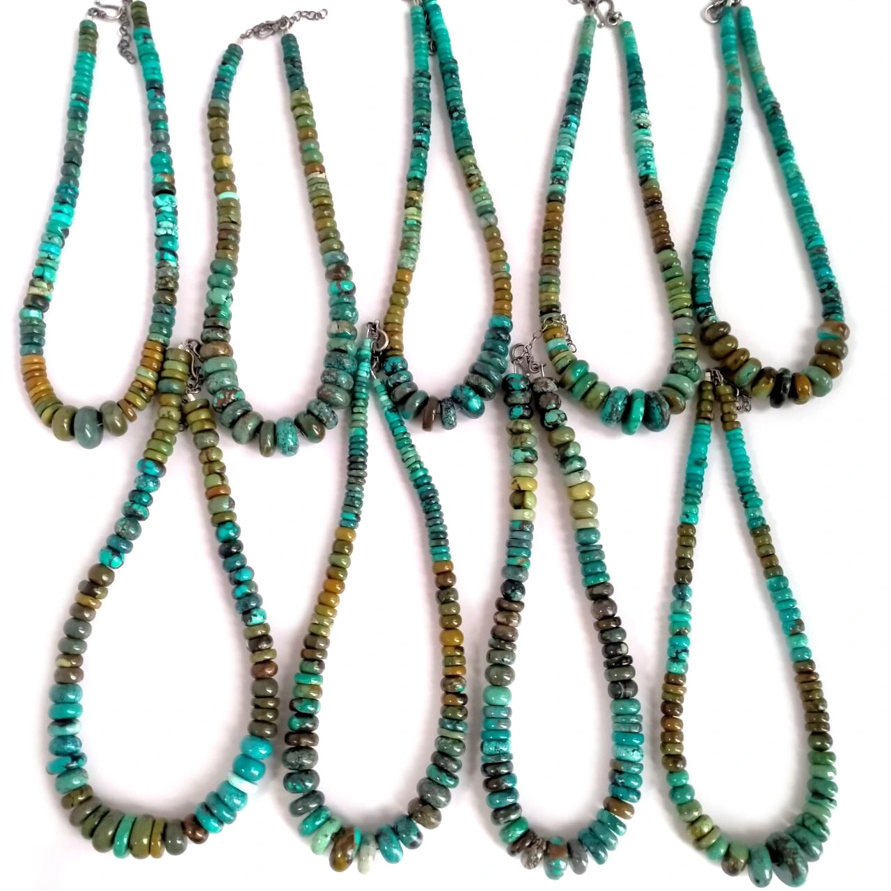 ខ្សែក turquoise ធម្មជាតិ ធម្មតា rondelles ពណ៌ចម្រុះ សរីរាង្គធម្មជាតិ មិនលាបពណ៌ 1