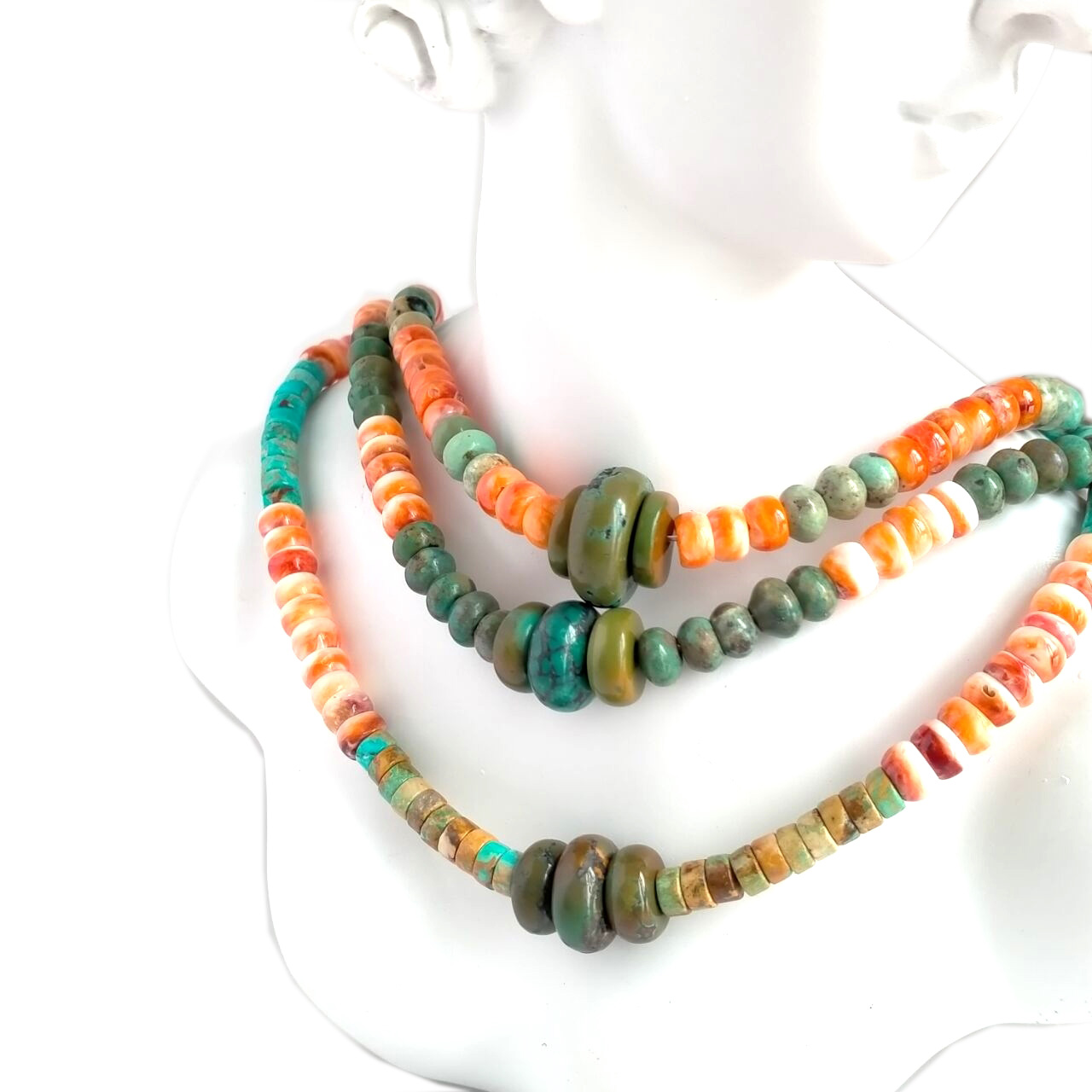 Turquoise ពិត& ខ្សែកអង្កាំអង្កាំ Spiny Oyster Jewelry Necklace 15