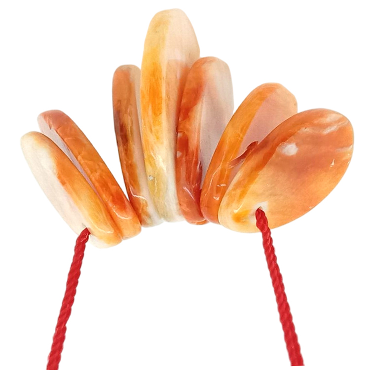 Spiny Oyster Gemstone Pear Fòm Bijou kolye zoranj epineux pèl zuit 4