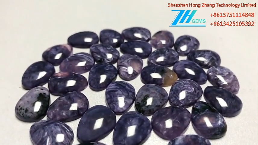 Asili Pear Shape Charoite Cabochon Kufanya Kwa Kujitia 8